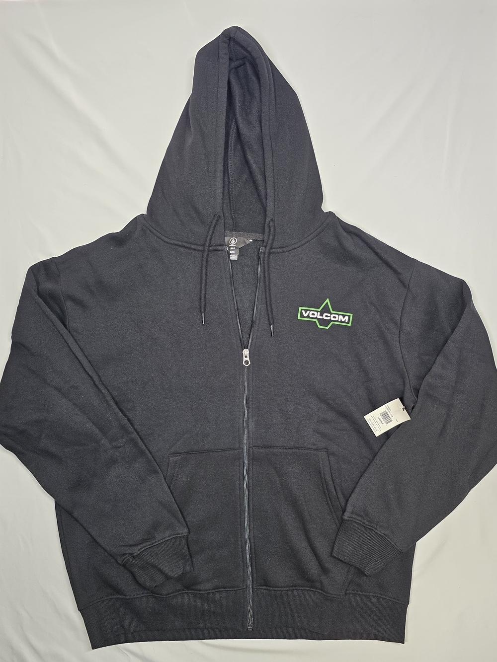 NWT Volcom Roundabout Black Green Logo Zip Up Hoodie Size L